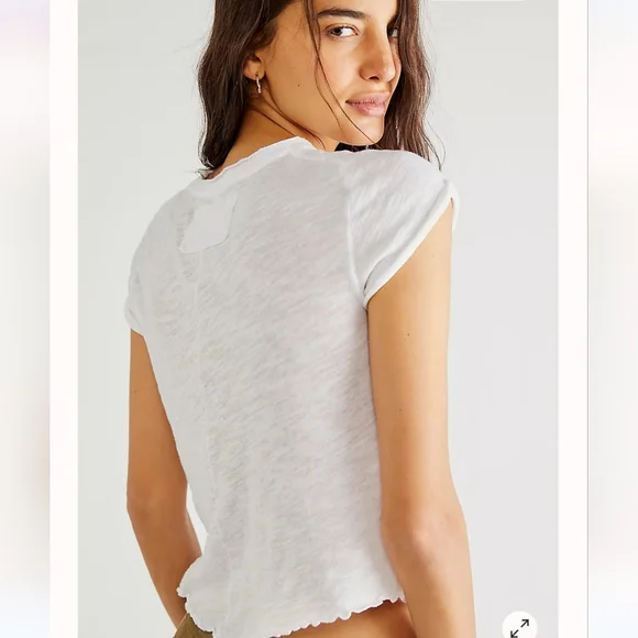 Bundle of 2- Free People Be my Baby Tee Shirt - white - Picture 3 of 10
